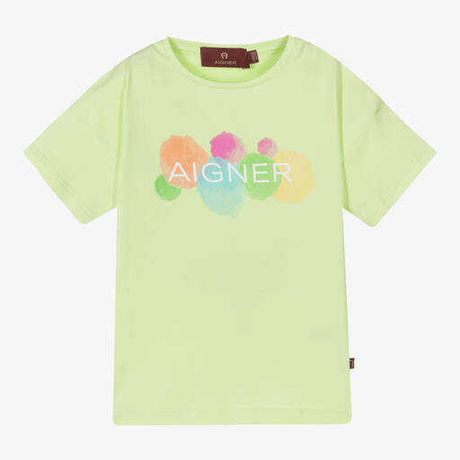 AIGNER-Baby Girls Green Spot Print Logo T-Shirt | Childrensalon Outlet