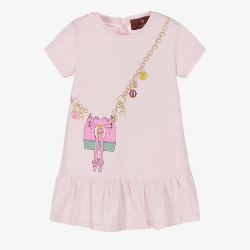 AIGNER-Baby Girls Pink Cotton Dress | Childrensalon Outlet