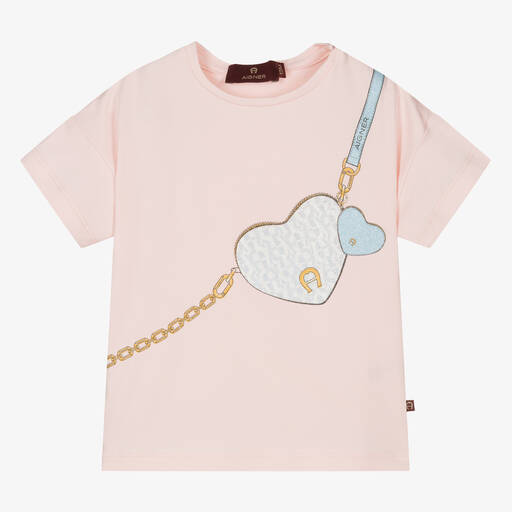 AIGNER-Baby Girls Pink Cotton Handbag T-Shirt | Childrensalon Outlet
