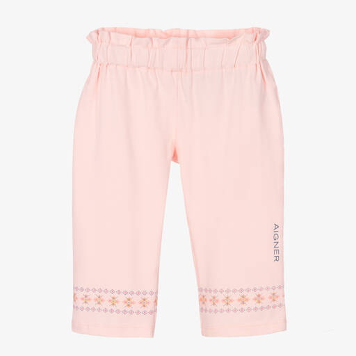 AIGNER-Baby Girls Pink Cotton Jersey Trousers  | Childrensalon Outlet