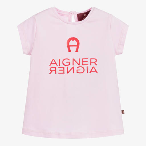 AIGNER-تيشيرت أطفال بناتي قطن جيرسي لون زهري | Childrensalon Outlet