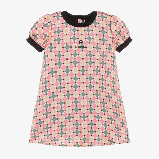 AIGNER-Baby Girls Pink Geometric Satin Dress | Childrensalon Outlet