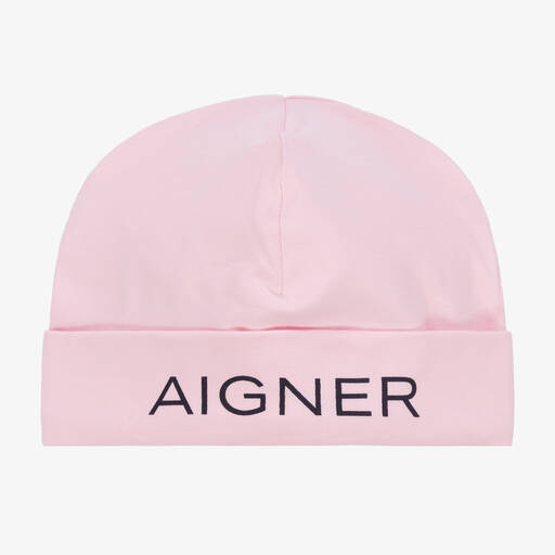 AIGNER-Baby Girls Pink Logo Pima Cotton Hat | Childrensalon Outlet