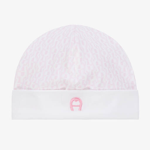 AIGNER-Baby Girls Pink Pima Cotton Logo Hat  | Childrensalon Outlet