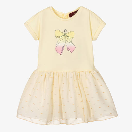 AIGNER-Baby Girls Yellow Cotton & Chiffon Dress | Childrensalon Outlet