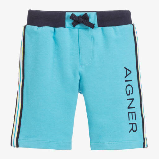 AIGNER-Blue Cotton Jersey Shorts | Childrensalon Outlet