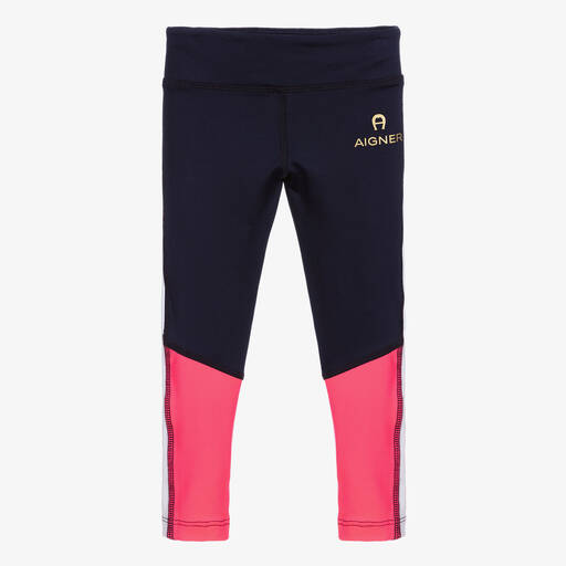 AIGNER-Blue & Pink Sports Leggings | Childrensalon Outlet