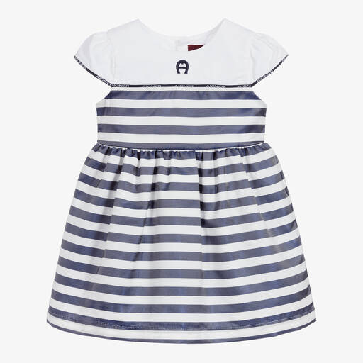 AIGNER-Blue & White Striped Dress | Childrensalon Outlet