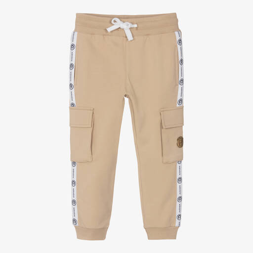 AIGNER-Boys Beige Cargo Joggers | Childrensalon Outlet