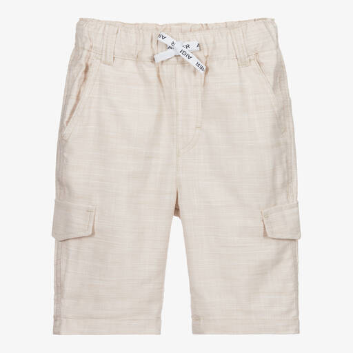 AIGNER-Boys Beige Cotton Shorts | Childrensalon Outlet