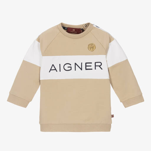 AIGNER-Streifen-Sweatshirt Beige/Weiß | Childrensalon Outlet