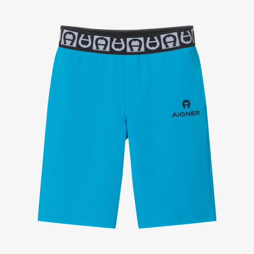AIGNER-Boys Blue Cotton Jersey Shorts | Childrensalon Outlet