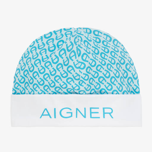 AIGNER-Boys Blue Pima Cotton Baby Hat | Childrensalon Outlet