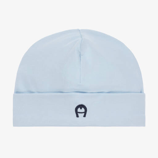 AIGNER-Boys Blue Pima Cotton Baby Hat | Childrensalon Outlet