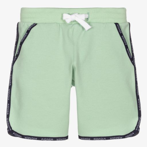 AIGNER-Boys Green Cotton Shorts | Childrensalon Outlet