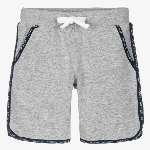 AIGNER-Boys Grey Cotton Jersey Shorts | Childrensalon Outlet