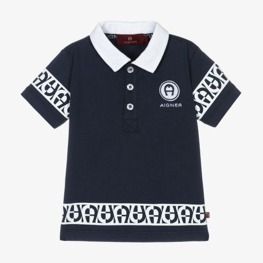 AIGNER-Boys Navy Blue Logo Polo Shirt | Childrensalon Outlet