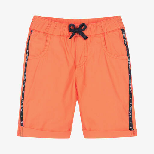 AIGNER-Boys Orange Cotton Logo Shorts | Childrensalon Outlet