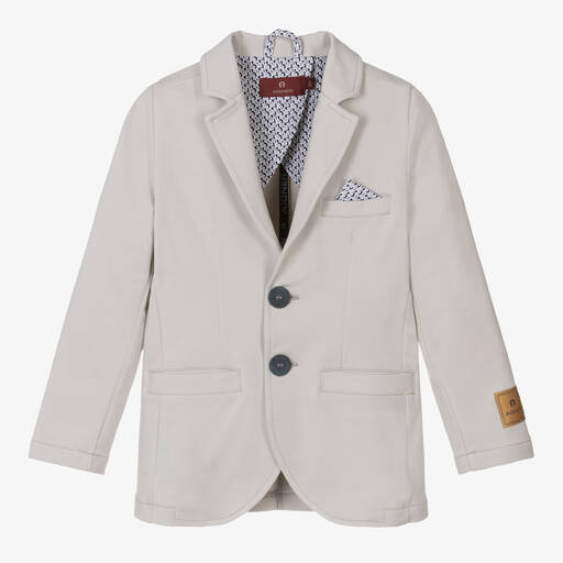 AIGNER-Boys Pale Grey Cotton Blazer | Childrensalon Outlet