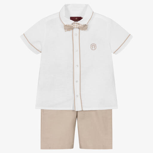 AIGNER-Shorts-Set in Weiß und Beige (J) | Childrensalon Outlet