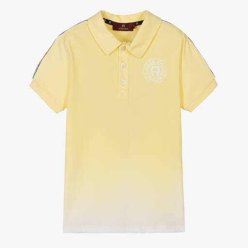 AIGNER-Boys Yellow Cotton Logo Polo Shirt | Childrensalon Outlet