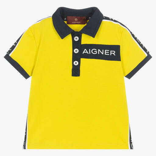 AIGNER-Boys Yellow Cotton Logo Polo Shirt | Childrensalon Outlet