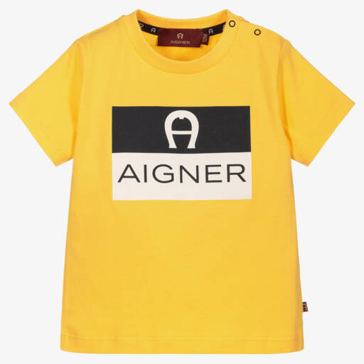 AIGNER-تيشيرت قطني أصفر للأولاد بشعار | Childrensalon Outlet