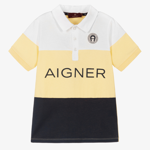 AIGNER-Boys Yellow Logo Polo Shirt | Childrensalon Outlet