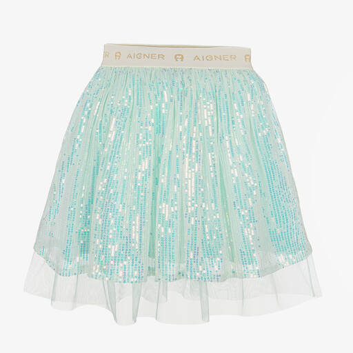 AIGNER-Girls Blue Sequin Tulle Skirt | Childrensalon Outlet