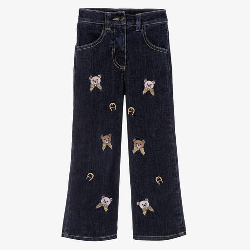 AIGNER-Girls Blue Teddy Logo Jeans | Childrensalon Outlet