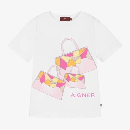 AIGNER-Girls Cotton Tee with Bag Graphic | Childrensalon Outlet