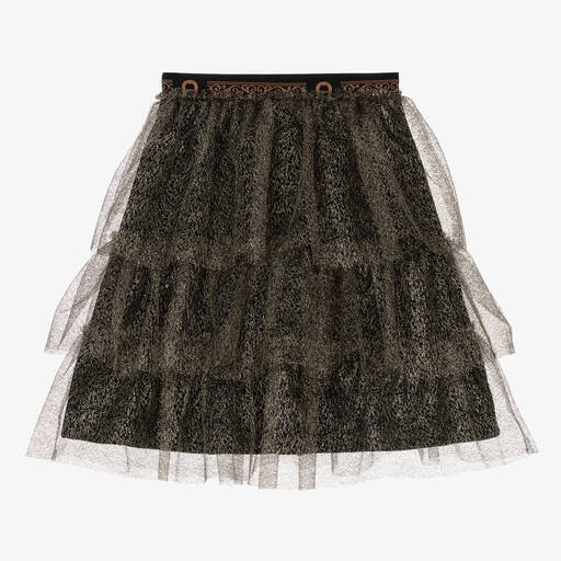 AIGNER-Girls Gold Tulle Mesh Tiered Skirt | Childrensalon Outlet