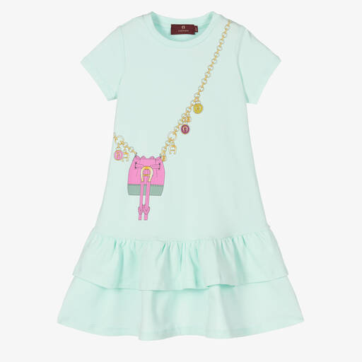 AIGNER-Girls Green Cotton Crossbody Bag Dress | Childrensalon Outlet