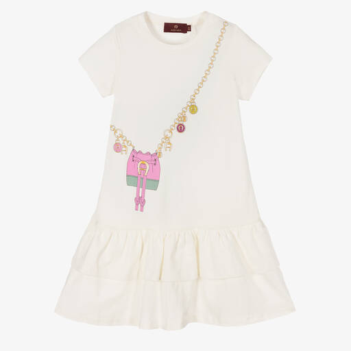 AIGNER-Girls Ivory Cotton Crossbody Bag Dress | Childrensalon Outlet