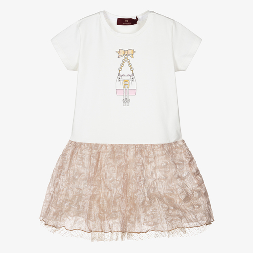 AIGNER-Кремовое хлопковое платье для девочек | Childrensalon Outlet