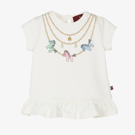 AIGNER-T-shirt ivoire en coton pour fille | Childrensalon Outlet