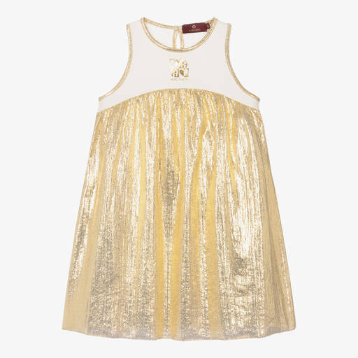 AIGNER-Girls Metallic Gold & Ivory Sleeveless Dress | Childrensalon Outlet