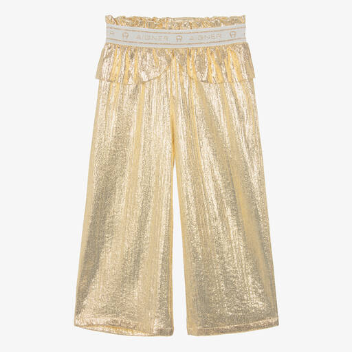AIGNER-Girls Metallic Gold Peplum Trousers | Childrensalon Outlet