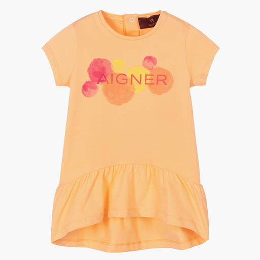 AIGNER-فستان أطفال بناتي قطن جيرسي لون برتقالي | Childrensalon Outlet