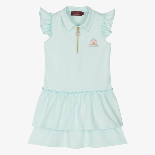 AIGNER-Голубое платье поло из хлопка для девочек | Childrensalon Outlet