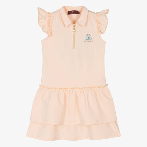 AIGNER-Girls Pale Pink Cotton Polo Dress | Childrensalon Outlet