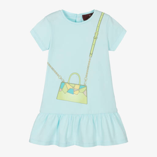 AIGNER-فستان أزرق فاتح مزين بالكشكش للبنات | Childrensalon Outlet