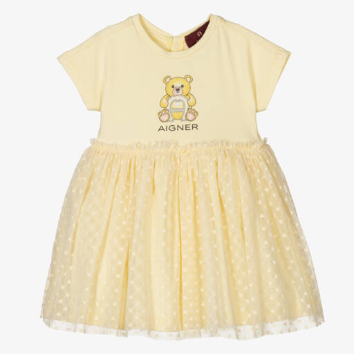 AIGNER-فستان تول أصفر فاتح للبنات | Childrensalon Outlet