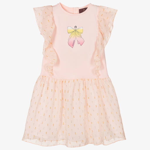 AIGNER-Girls Pink Cotton & Chiffon Dress | Childrensalon Outlet