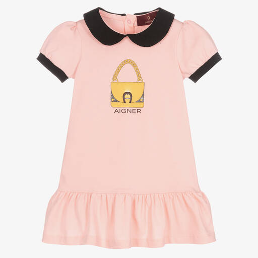 AIGNER-Girls Pink Cotton Dress | Childrensalon Outlet