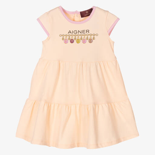 AIGNER-Girls Pink Cotton Jersey Dress | Childrensalon Outlet