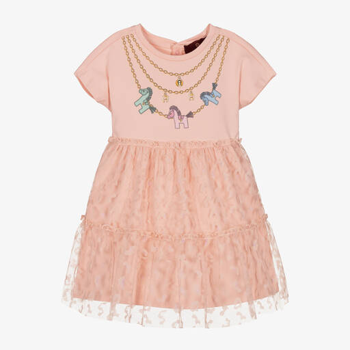 AIGNER-Girls Pink Cotton Jersey Dress | Childrensalon Outlet