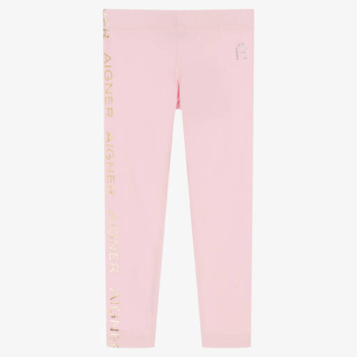 AIGNER-Girls Pink Cotton Logo Leggings | Childrensalon Outlet