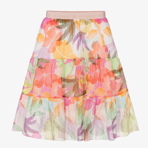 AIGNER-Girls Pink Floral Cotton Skirt | Childrensalon Outlet