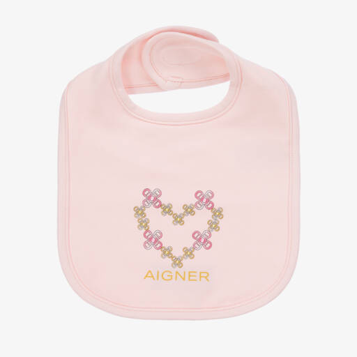 AIGNER-مريلة قطنية وردية للبنات مزينة بقلوب | Childrensalon Outlet